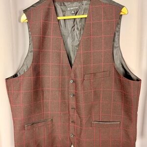 INC International Concepts Black & Red Windowpane Vest with Red Grid
